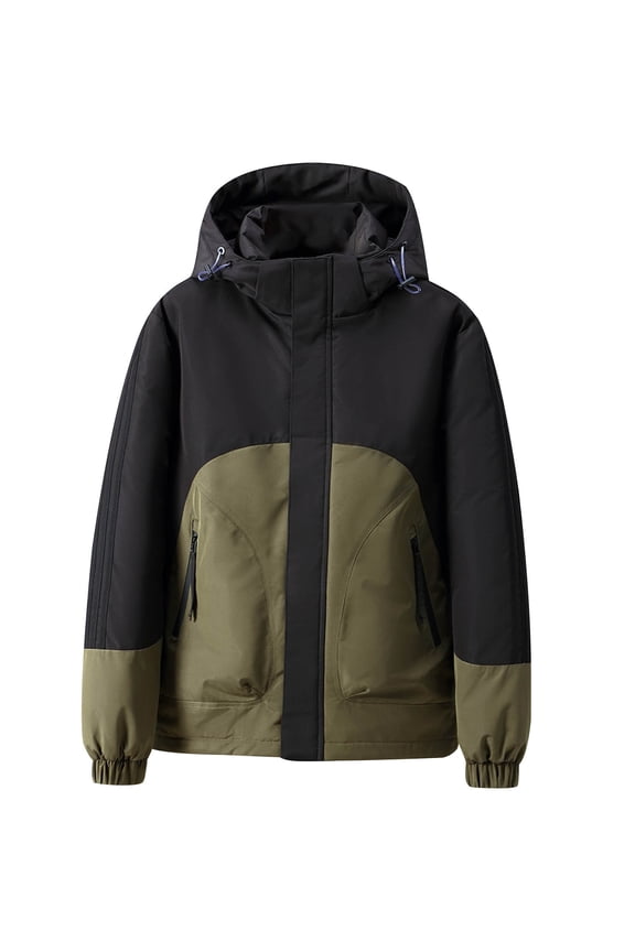 Mens Puffer Jacket Warm Thick Down Jacket Hooded Zip up Padded Coat Long Sleeve Thermal Outwear (Army Green,XXXL)