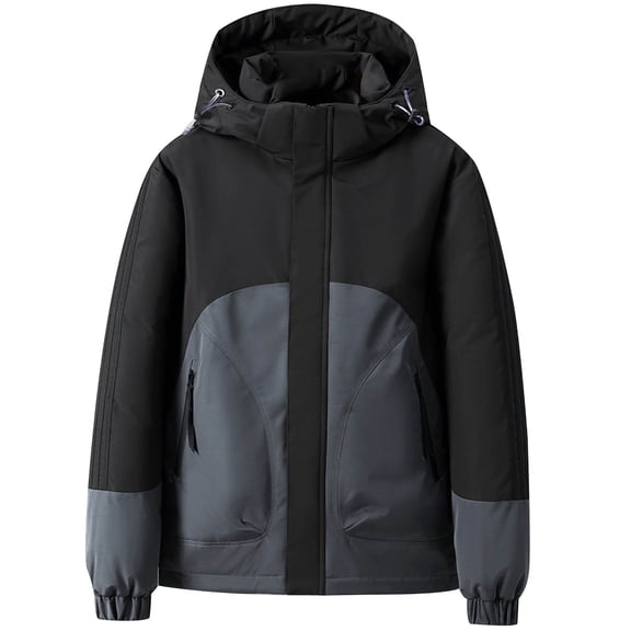 IYTR Mens Puffer Jacket Warm Thick Down Jacket Hooded Zip up Padded Coat Long Sleeve Thermal Outwear (Gray,XXXXL)