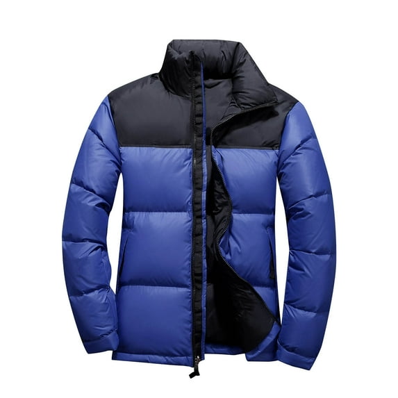 IYTR Mens Puffer Jacket Winter Fashion Stand Collar Down Coats Long Sleeve Casual Jackets Thicker Warm Coats Outwear (Blue,XL)