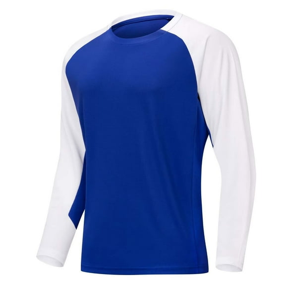 IYTR Mens Raglan Long Sleeve T Shirt Color Block Crew Neck Jersey Sport Tee Tops Fashion Vintage Workout Athletic Pullover (Blue,XXXXL)