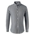 thumbnail image 1 of IYTR Mens Shirts Fall Fashion Stripe Long Sleeve Shirts Casual Button Up Turndown Collar Regular Daily Commuter Shirts Black M, 1 of 2