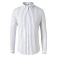 thumbnail image 1 of IYTR Mens Shirts Fall Fashion Stripe Long Sleeve Shirts Casual Button Up Turndown Collar Regular Daily Commuter Shirts White XXL, 1 of 2