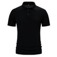 thumbnail image 1 of IYTR Mens Shirts Fashion Leisure Daily Work Shirts Casual Comfy Summer Solid Color Short Sleeve T Shirts 3-buttons Turndown Collar Black XL, 1 of 6