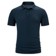 thumbnail image 1 of IYTR Mens Shirts Fashion Leisure Daily Work Shirts Casual Comfy Summer Solid Color Short Sleeve T Shirts 3-buttons Turndown Collar Blue L, 1 of 6