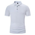 thumbnail image 1 of IYTR Mens Shirts Fashion Leisure Daily Work Shirts Casual Comfy Summer Solid Color Short Sleeve T Shirts 3-buttons Turndown Collar White S, 1 of 6