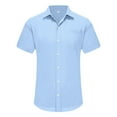 thumbnail image 1 of IYTR Mens Shirts Fashion Turndown Collar Casual Solid Color Summer Comfy Short Sleeve T Shirts Slim Fit Business Laisure Dress Shirts Light Blue S, 1 of 5