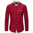 thumbnail image 1 of IYTR Mens Shirts Long Sleeve Shirts Casual Button-Up Turndown Collar Tops Formal Commuter Shirts Fall Fashion Solid Color Red M, 1 of 3