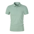 thumbnail image 1 of IYTR Mens Shirts Short Sleeve Button Turndown Collar Shirts Leisure Office Shirts Solid Color T-shirts Green L, 1 of 1