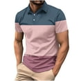 thumbnail image 1 of IYTR Mens Shirts Short Sleeve Mens T Shirts Leisure Loose Gradient Color Classic Tshirt Business Casual Lapel Button Fashion Blouses(Pink,XL), 1 of 5