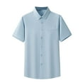 thumbnail image 1 of IYTR Mens Shirts Short Sleeve T Shirts Comfy Lightweight Business Shirts with Pocket Fashion Button-up Turndown Collar T-shirts Summer Solid Color Sky Blue XXXXL, 1 of 4
