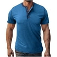 thumbnail image 1 of IYTR Mens Shirts Short Sleeve V-Neck Basic Tee Loose Fitted Raglan Casual Classic Solid Color Tshirt Lightweight Fashion Outfits (Blue,L), 1 of 6