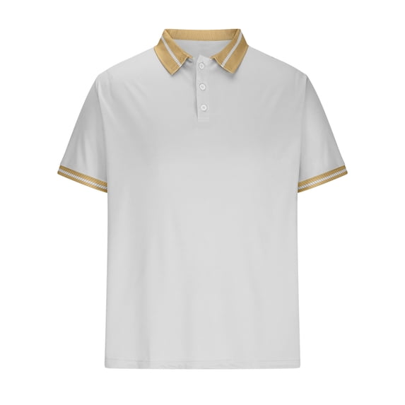 IYTR Mens Shirts Summer Fashion Solid Color Short Sleeve T Shirts Casual Button-up Turndown Collar Tee Shirts Leisure Daily Office Shirts Gray XXXL