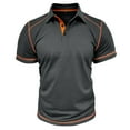 thumbnail image 1 of IYTR Mens Short Sleeve Lapel Shirts Summer Fashion Solid Color Splicing Workout Shirts Casual Comfy Sports Shirt Tee Dark Gray XL, 1 of 4