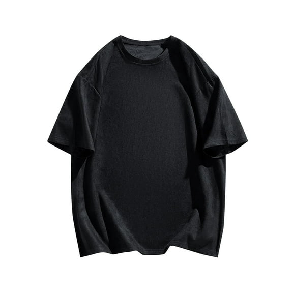 IYTR Mens Short Sleeve Shirts Fashion Crew Neck Sports Leisure Loose Solid Color Classic Tshirt Mens T Shirts Blouses(Black,M)