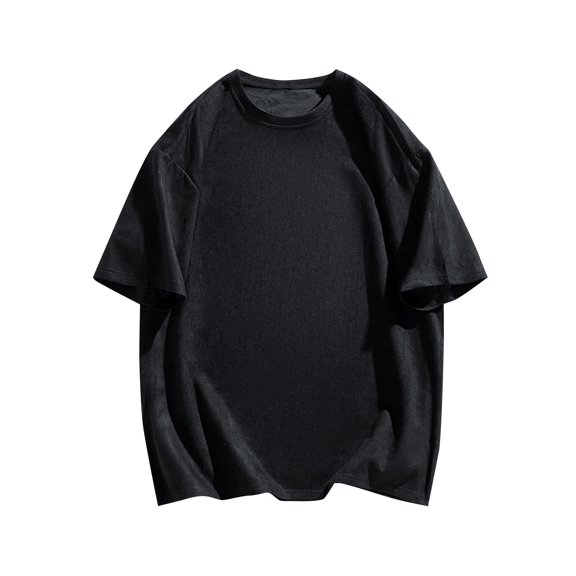 IYTR Mens Short Sleeve Shirts Fashion Crew Neck Sports Leisure Loose Solid Color Classic Tshirt Mens T Shirts Blouses(Black,XXXL)