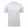 thumbnail image 1 of IYTR Mens Short Sleeve Shirts Leisure Solid Color Classic Tshirt Mens T Shirts Loose Business Casual Button Stand Collar Fashion Blouses(White,S), 1 of 3