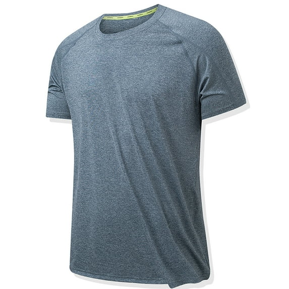 IYTR Mens Short Sleeve Shirts Summer Crewneck Quick-drying T-shirt Casual Slim Stretch Sports T-shirt T Shirt Solid Color Fashion Comfy Blouses Dark Gray L