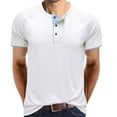 thumbnail image 1 of IYTR Mens Short Sleeve Shirts Summer Fashion Comfy Crewneck Casual Sports Pullover Buttons T Shirt Blouse T Shirt Solid Color Tshirt White L, 1 of 5