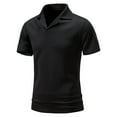thumbnail image 1 of IYTR Mens Short Sleeve Shirts Summer Solid Color Turndown Pullover T-Shirt Tops Business Casual Shirts Black XL, 1 of 7