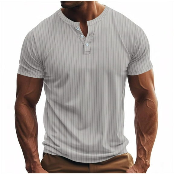 IYTR Mens Short Sleeve Shirts V-Neck Basic Tee Casual Lightweight Raglan Loose Fitted Classic Solid Color Tshirt Fashion Clothes (Gray,M)