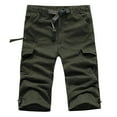 thumbnail image 1 of IYTR Mens Shorts Cargo Shorts Elastic Waist Button Work Shorts with Pockets Athletic Shorts Casual Hiking Shorts Summer Sweatpants Outdoor Solid Color Shorts (Army Green,L), 1 of 3