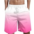 thumbnail image 1 of IYTR Mens Shorts Elastic Waist Drawstring Gradient Color Lightweight Casual Shorts Beach Shorts with Pockets Summer Shorts Pink S, 1 of 4