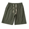 thumbnail image 1 of IYTR Mens Shorts Elastic Waist Drawstring Sports Running Shorts with Pocket Fashion Classic Solid Color Short Pants Comfy Summer Casual Baggy Pants Army Green XL, 1 of 2