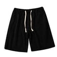 thumbnail image 1 of IYTR Mens Shorts Elastic Waist Drawstring Sports Running Shorts with Pocket Fashion Classic Solid Color Short Pants Comfy Summer Casual Baggy Pants Black XXL, 1 of 2