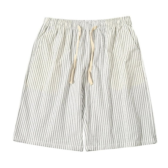 IYTR Mens Shorts Elastic Waist Drawstring Sports Running Shorts with Pocket Fashion Classic Solid Color Short Pants Comfy Summer Casual Baggy Pants White XXXL