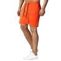 IYTR Mens Shorts Summer Elastic Waist Drawstring Beach Shorts Casual Solid Color Sports Fitness Shorts Orange L