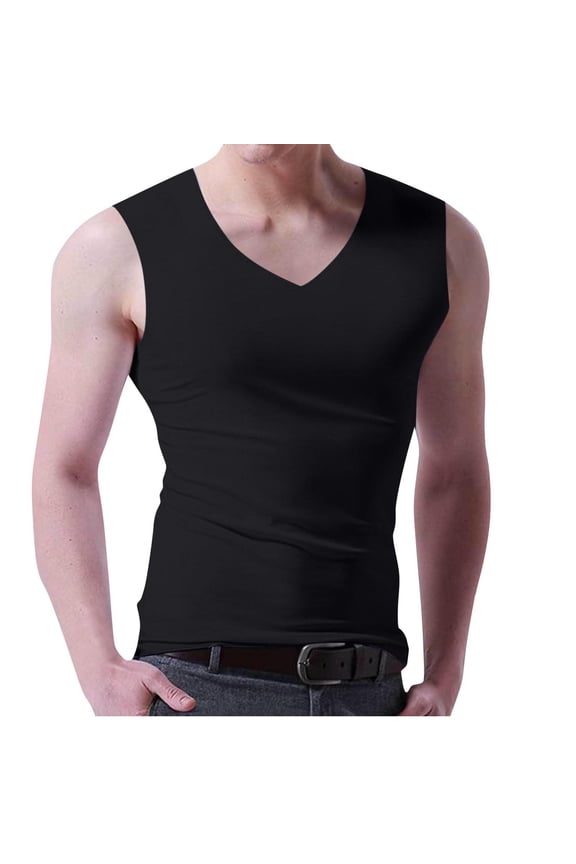 Mens Sleeveless Shirts V-Neck Fitness Sports Tank Tops Casual Fashion Raglan Loose Fitted Sleeveless T Shirts Classic Solid Color Tshirt Lightweight T-shirt (Black,XXXXL)