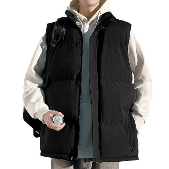 IYTR Mens Sleeveless Winter Coats Comfy Thickened Insulated Waistcoats Casual Fashion Sleeveless Jackets (Black,M)