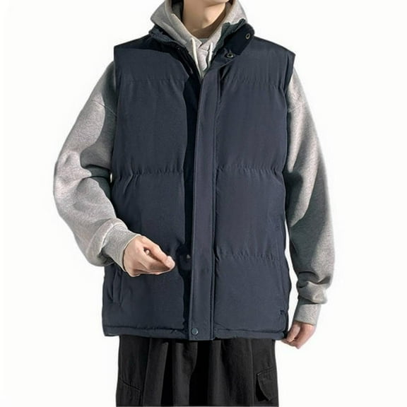 IYTR Mens Sleeveless Winter Coats Comfy Thickened Insulated Waistcoats Casual Fashion Sleeveless Jackets (Navy,XXL)