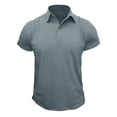 thumbnail image 1 of IYTR Mens Slim-fit Sport T-shirts Fashion Comfy Summer Solid Color Short Sleeve Shirts Lapel Regular Fit T-shirts Casual Gray XL, 1 of 4
