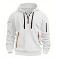 thumbnail image 1 of IYTR Mens Solid Color Pullover Sweatshirts Long Sleeve Multiple Pockets Drawstring Half Zipper Sport Hoodie, 1 of 1