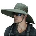 thumbnail image 1 of IYTR Mens Solid Color Super Wide Sun Hat Fishing Bucket Hat Fashion Cowboy Hat Outdoor Sunscreen Cap Army Green Free Size, 1 of 2