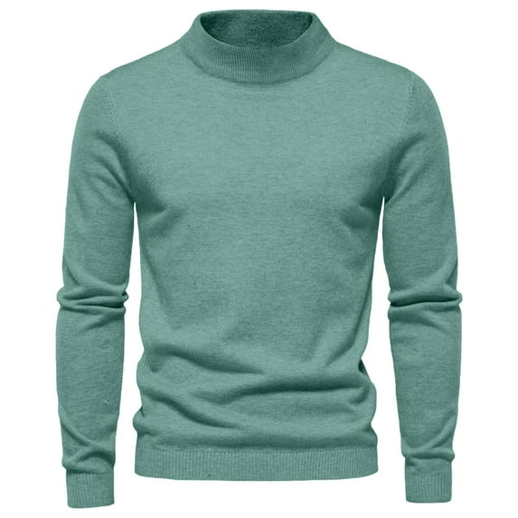 IYTR Mens Stand Collar Sweaters Solid Color Long Sleeve Pullover Sweater Casual Textured Sweater Green XXL