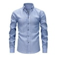 thumbnail image 1 of IYTR Mens Striped Long Sleeve Dress Shirt Trendy Casual Button Up Work Shirt Color Block Stretch Business Office Blouse (Sky Blue,S), 1 of 7