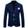 thumbnail image 1 of IYTR Mens Suit Coat Solid Color Long Sleeve Jacket Button-up Lapel Coat Casual Single Rows Two Button Suit Jacket with Pocket Navy L, 1 of 4