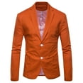 thumbnail image 1 of IYTR Mens Suit Coat Solid Color Long Sleeve Jacket Button-up Lapel Coat Casual Single Rows Two Button Suit Jacket with Pocket Orange XL, 1 of 3