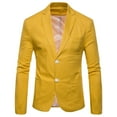 thumbnail image 1 of IYTR Mens Suit Coat Solid Color Long Sleeve Jacket Button-up Lapel Coat Casual Single Rows Two Button Suit Jacket with Pocket Yellow L, 1 of 3