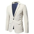 thumbnail image 1 of IYTR Mens Suit Jacket Long Sleeve Jacket Button Up Turndown Collar Fashion Personality Business Coat with Pocket Solid Color Beige XXL, 1 of 2