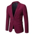 thumbnail image 1 of IYTR Mens Suit Jacket Long Sleeve Jacket Button Up Turndown Collar Fashion Personality Business Coat with Pocket Solid Color Red XXXXL, 1 of 2