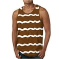 thumbnail image 1 of IYTR Mens Summer Beach Shirts Summer Sleeveless T Shirts Round Neck Regular Fit Athletic Fitness Tank Tops Casual Striped Comfy Brown XXL, 1 of 5