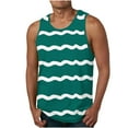 thumbnail image 1 of IYTR Mens Summer Beach Shirts Summer Sleeveless T Shirts Round Neck Regular Fit Athletic Fitness Tank Tops Casual Striped Comfy Green XXXL, 1 of 5