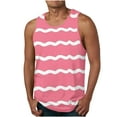 thumbnail image 1 of IYTR Mens Summer Beach Shirts Summer Sleeveless T Shirts Round Neck Regular Fit Athletic Fitness Tank Tops Casual Striped Comfy Pink L, 1 of 5