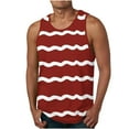 thumbnail image 1 of IYTR Mens Summer Beach Shirts Summer Sleeveless T Shirts Round Neck Regular Fit Athletic Fitness Tank Tops Casual Striped Comfy Red XXL, 1 of 5