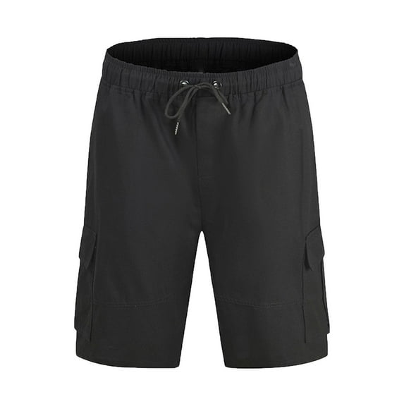 IYTR Mens Summer Shorts With Pockets Casual Solid Color Performance Workout Running Shorts with Drawstring Comfy Athletics Training Jogger Shorts Black M