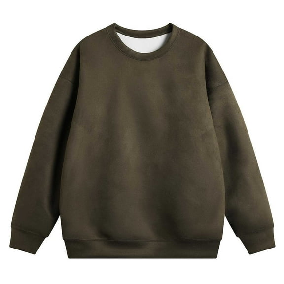 IYTR Mens Sweater Fall/Winter Fashion Solid Color Long Sleeve Sweater Casual Pullover Crewneck Loose Workout Sweater Army Green M