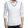 thumbnail image 1 of IYTR Mens Sweaters Sleeveless Sweater Leisure Sweater Vest School Uniform Tops Solid Color Pullovers V-Neck White XL, 1 of 4